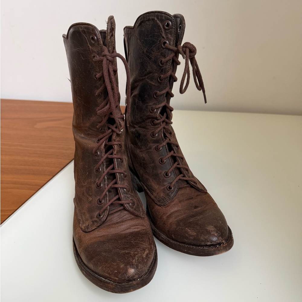 Old Gringo Dark Brown Lace-Up Combat/Cowboy Boots
